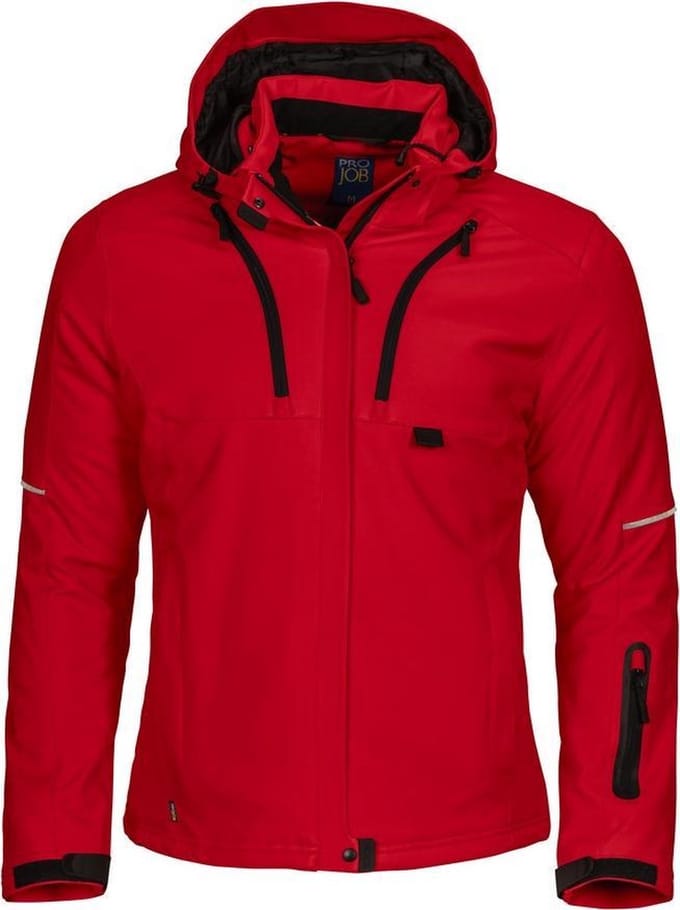 ProJob 3413 DAMES GEVOERDE SOFTSHELL JAS 643413 - Rood - M
