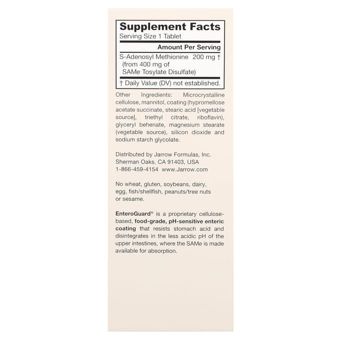 SAM-e 200mg 60 tabletten S-adenosylmethionine | Jarrow Formulas