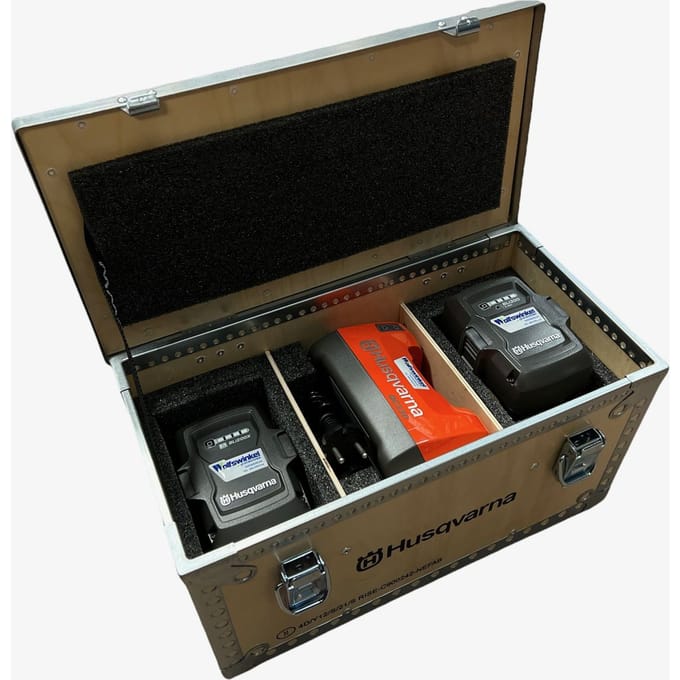 Husqvarna opbergbox hout 2x accu & lader