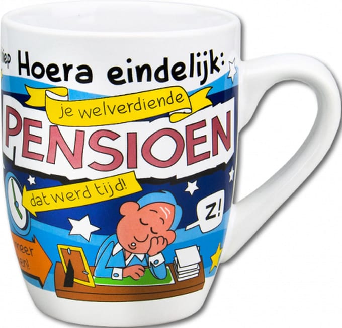 Mok - welverdiende pensioen cartoon humor grappig - 350 ml