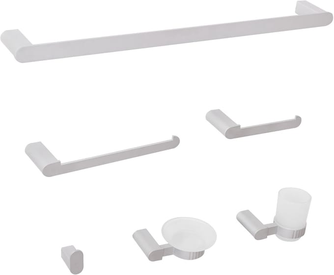 PARACAS - 6-delige badkamer hardware set - Zilver - Aluminium
