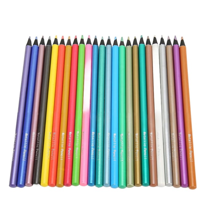 24 stuks Kleurpotloden 24 Kleur Metallic Houten Schacht Kleurpotloden voor Doodlen Handboek blue