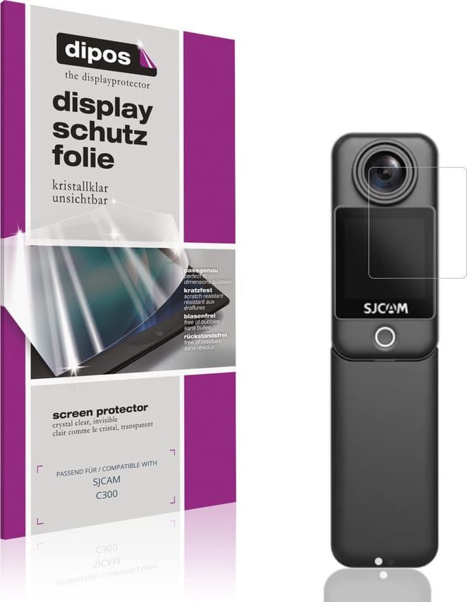 dipos – 4x Beschermfolie geschikt voor SJCAM C300 | Krasbestendige & heldere Screenprotector Ultra-Thin