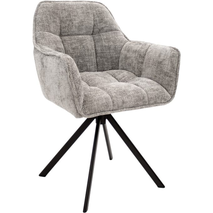 KICK® LUC Draaibare Eetkamerstoel – 180° Auto-Return – Chenille – Grijs