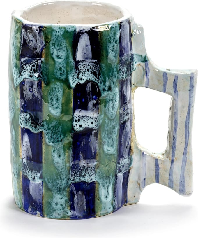 Serax Interieuraccessoires Beker Blauw-Groen-Wit L 17,5 cm B 12 cm H 18,5 cm