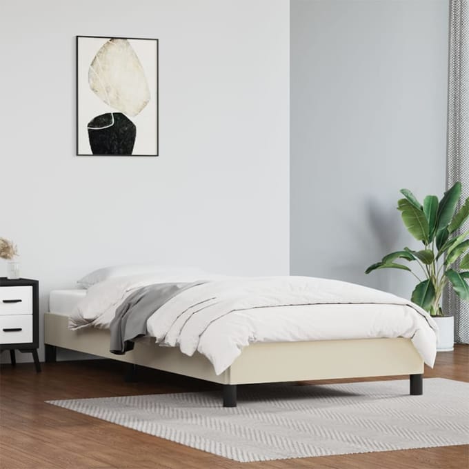 vidaXL - Bedframe - kunstleer - crèmekleurig - 100x200 - cm