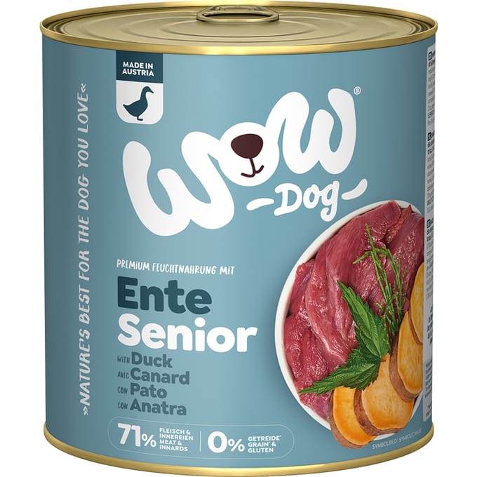 6x 800g WOW Senior Eend Hondevoer nat