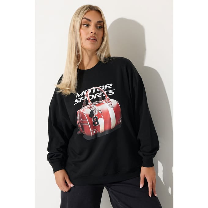 Limited Collection Zwarte 'Motor Sports' Slogan Top Size 44
