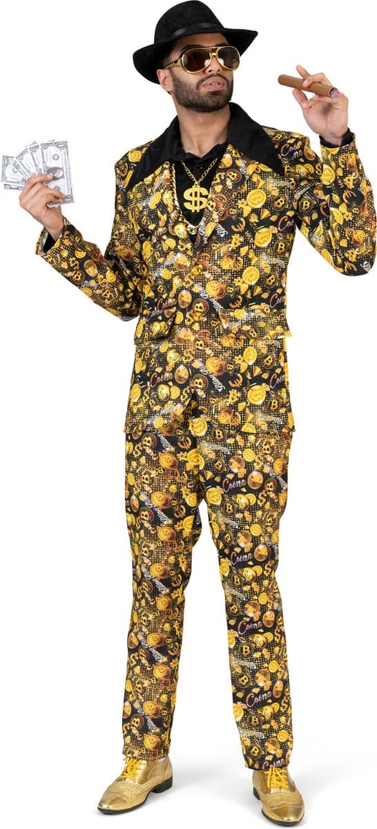 Bitcoin Suit Heren Zwart/Goud - Maat 52/54