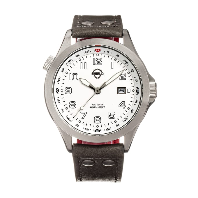 Shield Palau lederen band heren duikhorloge met datum