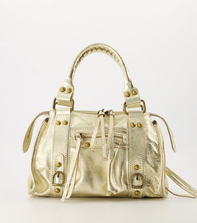 Handtas - Rina - Spazzolato - Echt leer - Metallic Goud