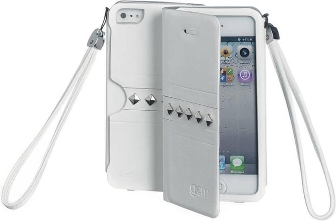 Celly GLAMme Booklet Agenda Studs Flip Book case iPhone 5 5s Wit hoesje
