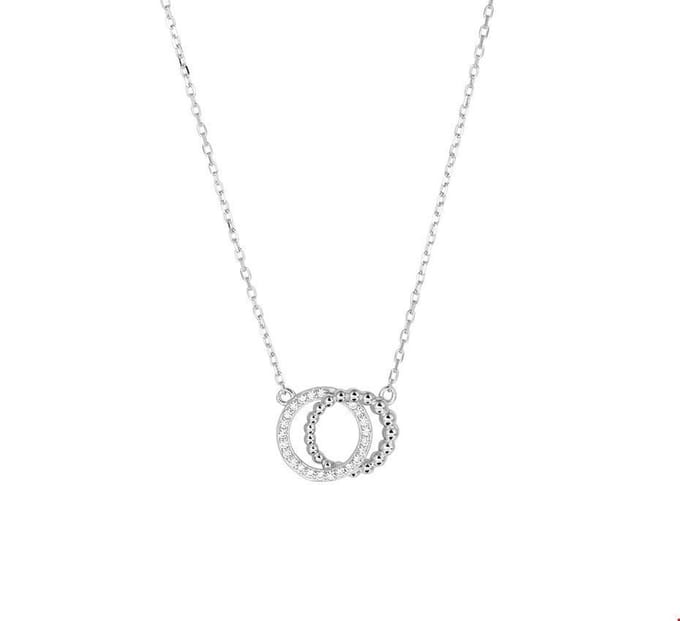 Zilver Gerhodineerde Collier rondjes zirkonia 1 1329248