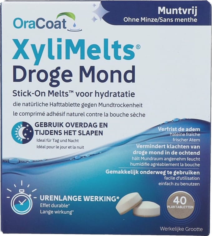 XyliMelts Plaktabletten Droge Mond Muntvrij 2x20 Tabletten