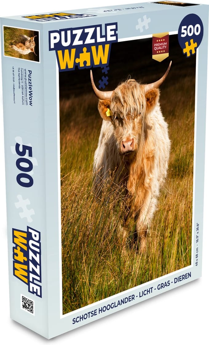 Puzzel Schotse Hooglander - Licht - Gras - Dieren - Legpuzzel - Puzzel 500 stukjes