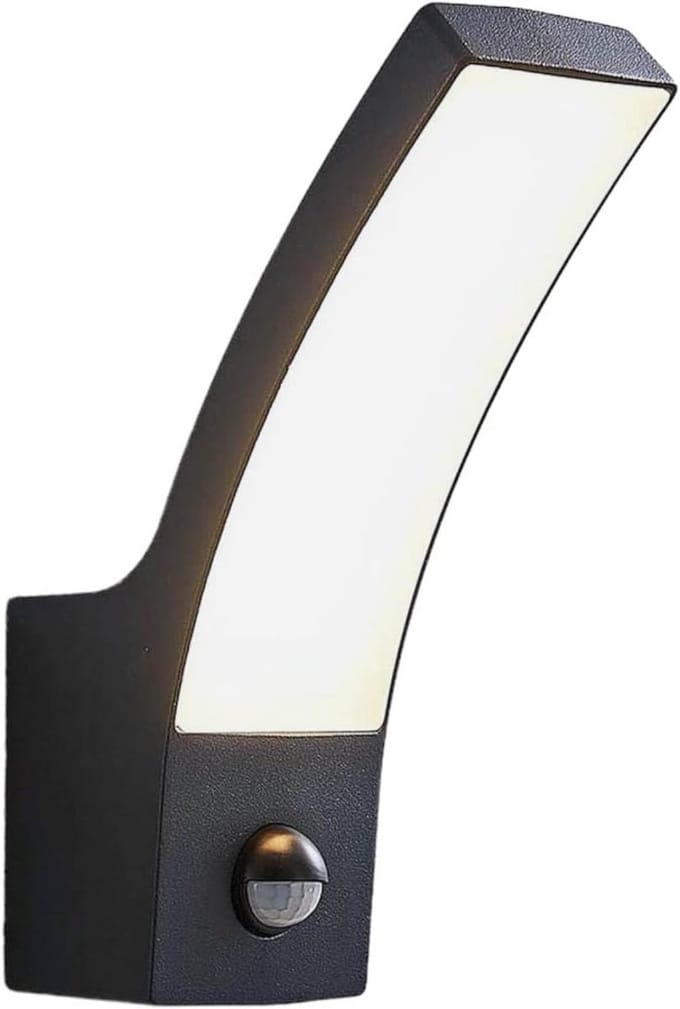 Moderne LED Buiten Wandlamp met Bewegingssensor - Zwart Aluminium - IP54