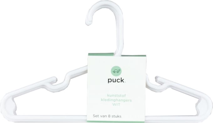 Puck Kledinghanger - 8 Stuks - Wit