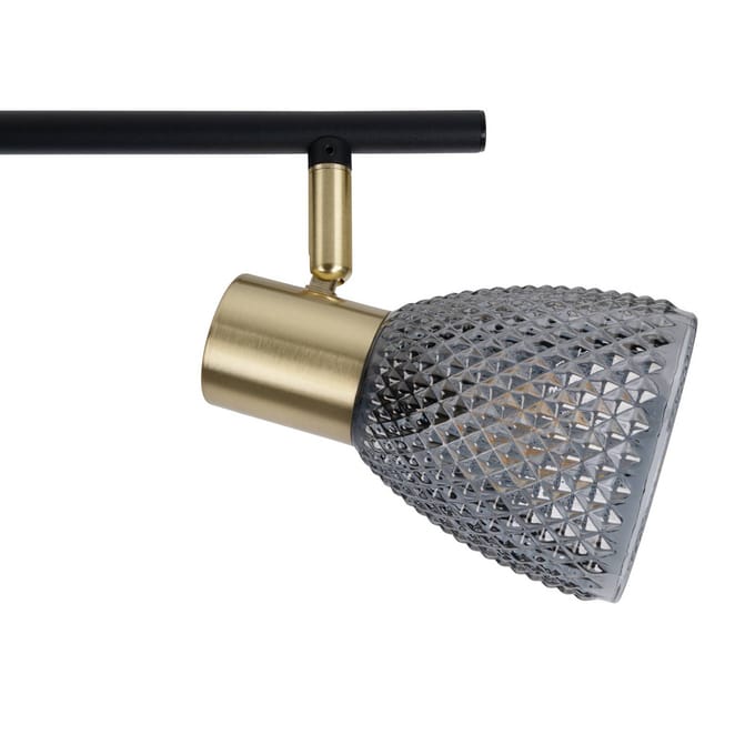 Näve Plafondlamp Lindita, 4-lamps, glas, rookgrijs, E14