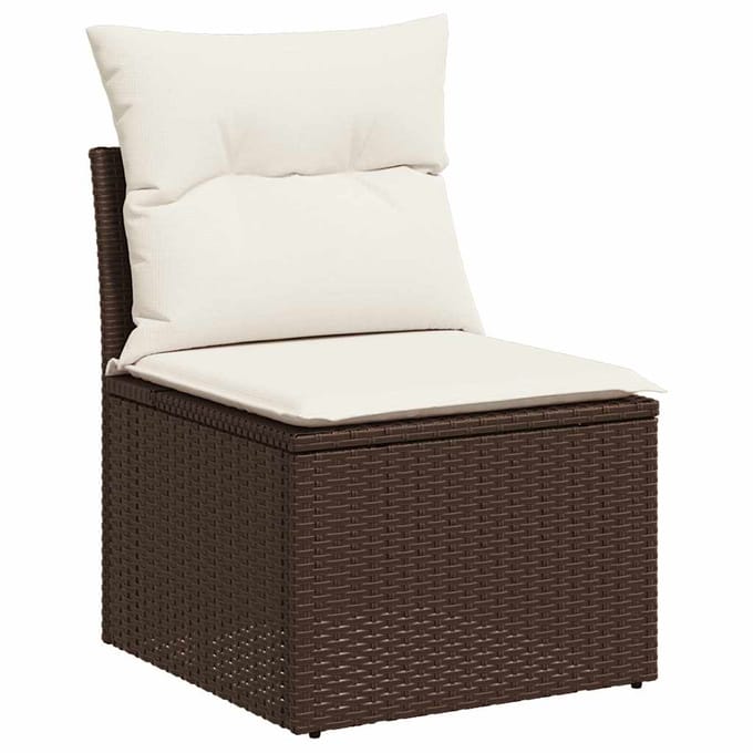 vidaXL - 5-delige - Loungeset - met - kussens - poly - rattan - bruin