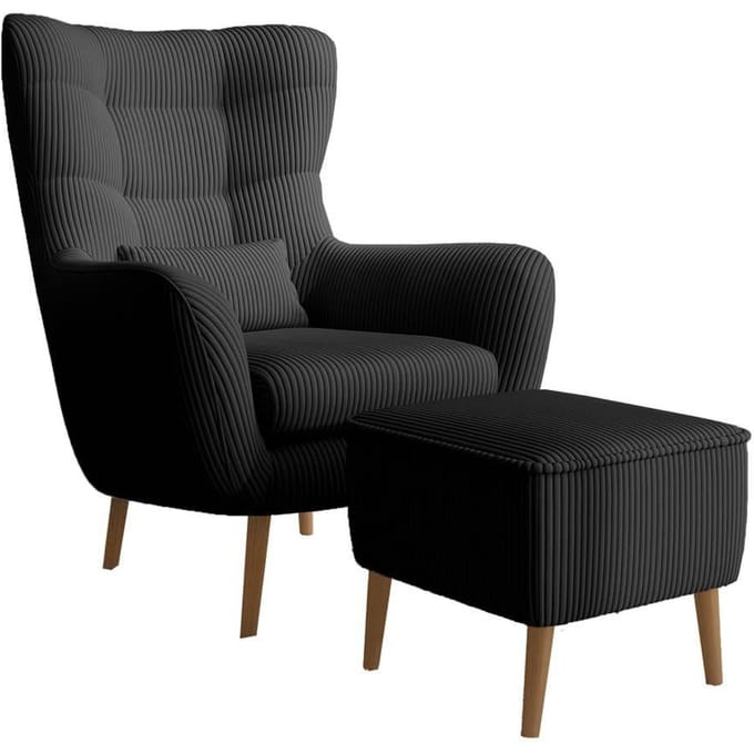 Fauteuil met hocker Verdiro ribstof | NADUVI Collection