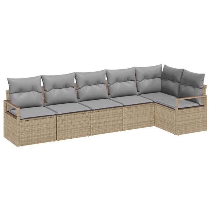 vidaXL Bankstel 6 st Beige poly rattan