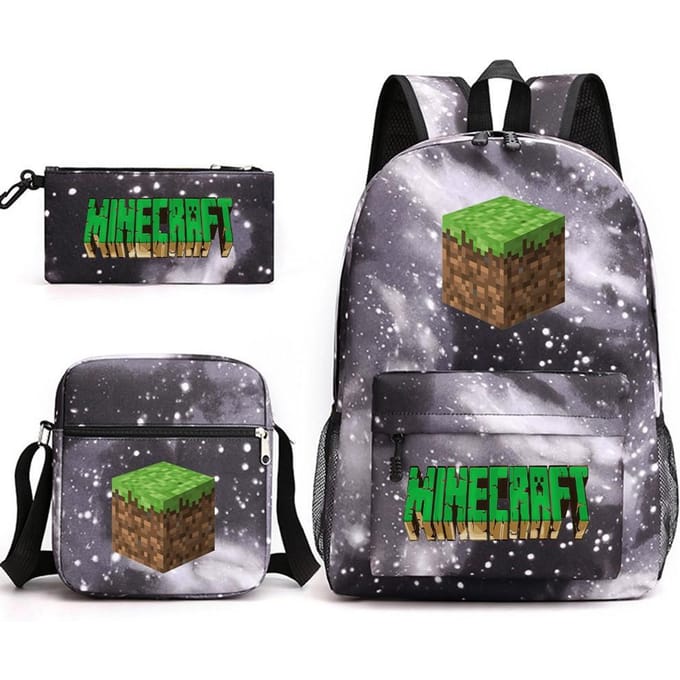 Minecraft Schooltas Game Merchandise Student Grote Capaciteit Print Drie Delige Schooltas Mannen En Vrouwen Three-piece set