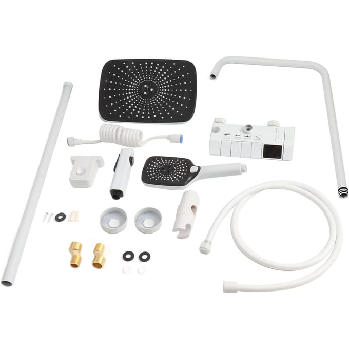 Ensemble de pommeau de douche à effet pluie Bouton poussoir Haute pression Multiples modes de jet d'eau Système de douche pour blanc