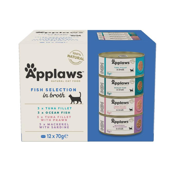 Applaws cat blik adult multipack fish selection kattenvoer 12x70 gr