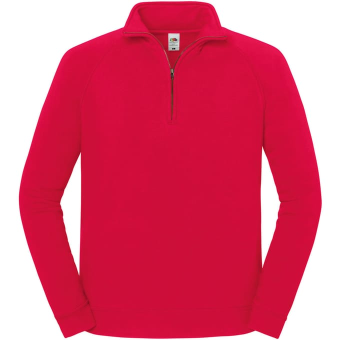 Fruit of the Loom Heren Iconic Premium Sweatshirt met Quarter Zip (Rood)