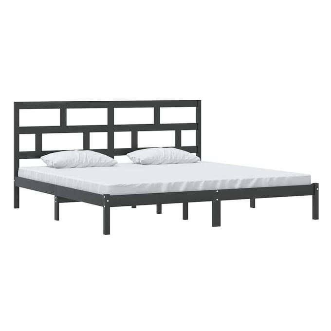 vidaXL - Bedframe - massief - grenenhout - zwart - 200x200 - cm