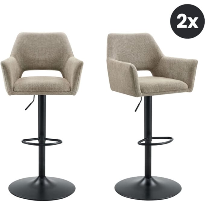 Multifurn 2x barkruk tess draaibaar stof taupe