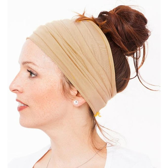 Zachte dames elastische stretch met brede haarband hoofdwikkel yoga hoofdband tulband LYD kaki