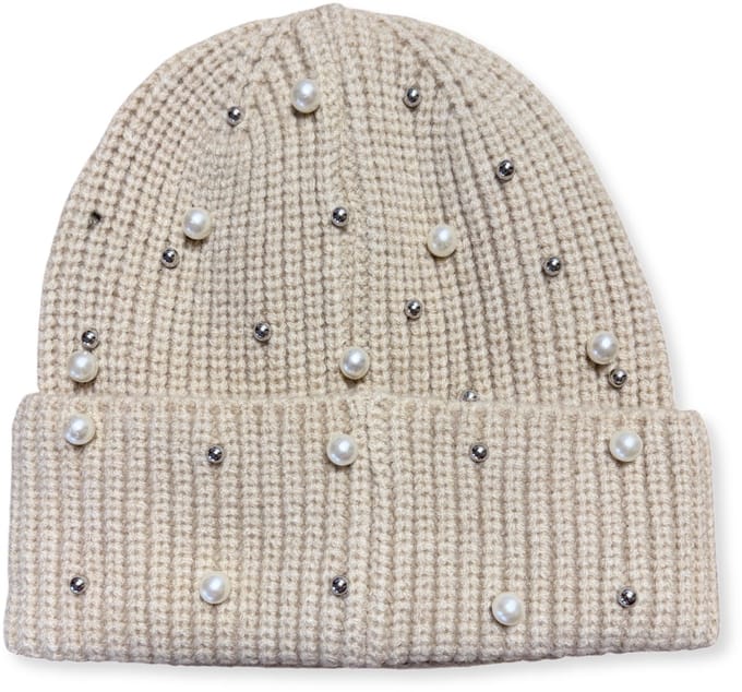 Beanie / Muts Stud Parel - Beige | Polyacryl | One Size | Fashion Favorite