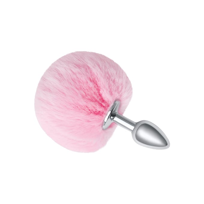 'Fluffy Bunny Tail - Metal Butt Plug', 12 cm