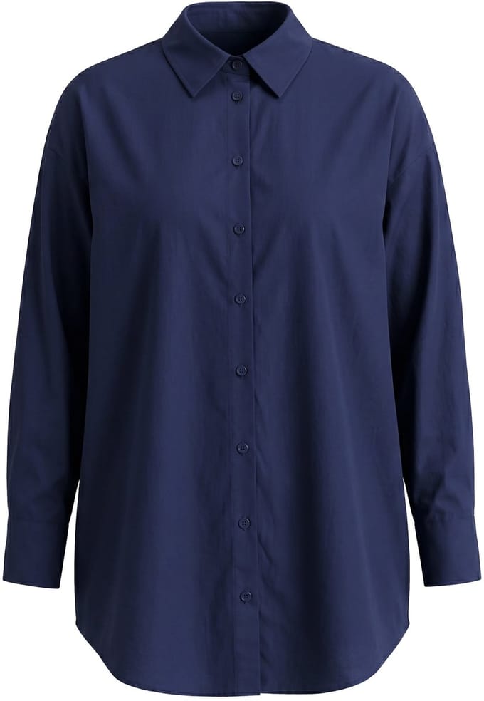 Studio Untold - Dames - Blouse oversized knoopsluiting op de achterkant - Marine - Maat 54+