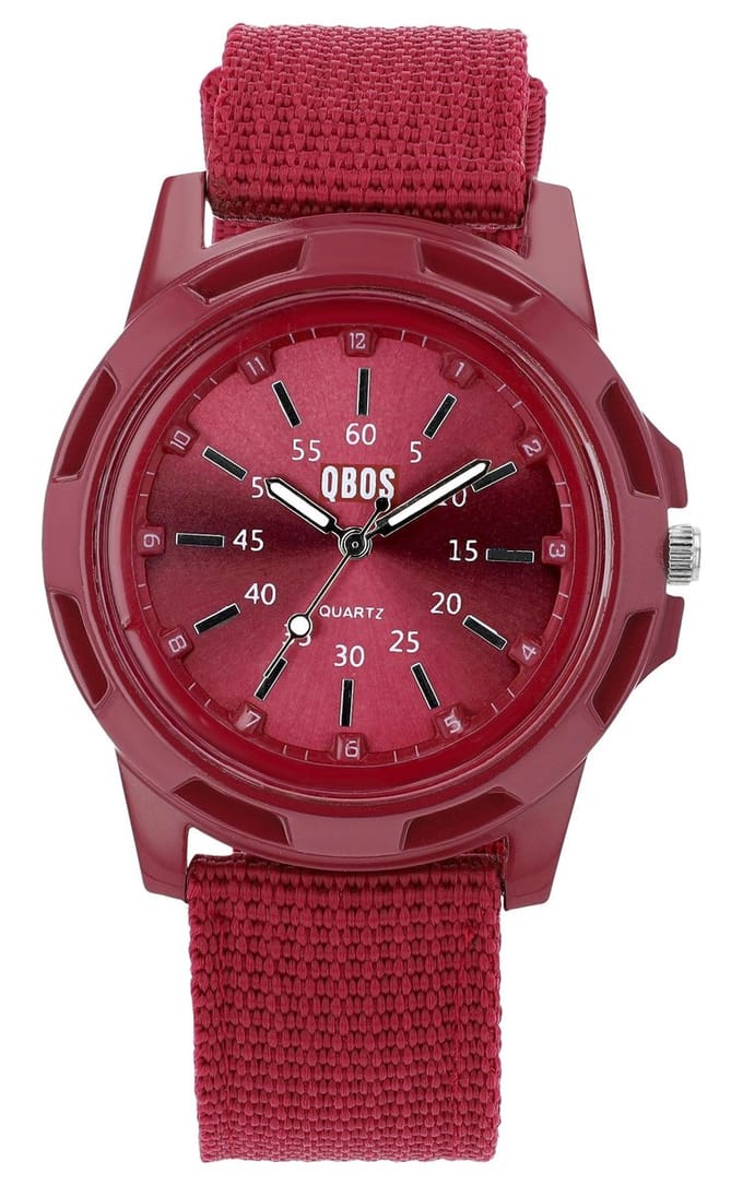 QBOS Herenhorloge textiel Mineraalglas