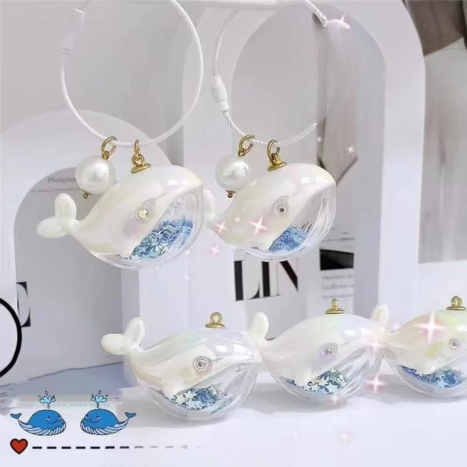 Walvis Sleutelhanger Rugzak Hanger Oceaan Stel wit