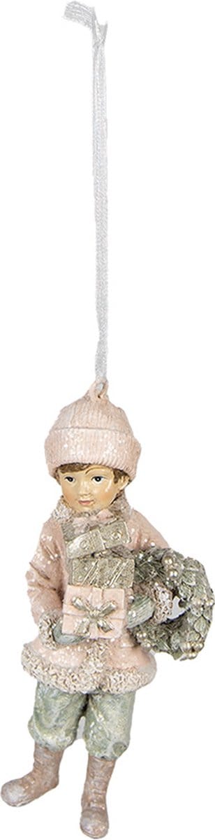 Clayre & Eef Kersthanger Kind 11 cm Roze Polyresin