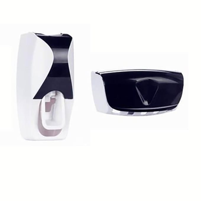 Ensemble Porte-Brosse à Dents et Dentifrice Mural avec Distributeur Automatique et Gobelet noir