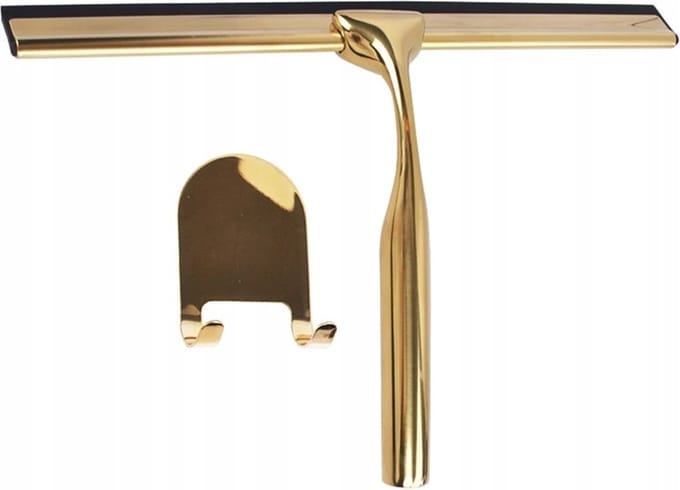 APORI Badkamer Wisser/Douche Trekker met Houder - 25 cm. - Gold