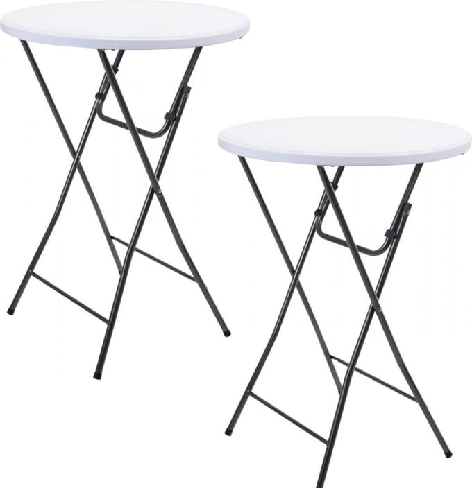 Pro Garden Robuuste Statafels - 2 Stuks - Ø80x110cm - Stalen onderstel - Wit/Grijs