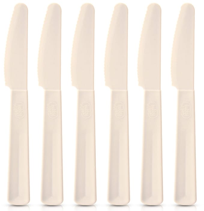 Tafelmessen Plastic Crème 6 stuks - Tafelmessenset - Messen