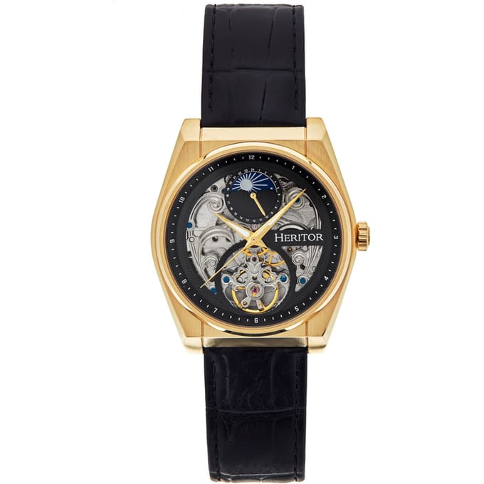 Heritor Automatic Daxton Skeleton Horloge - Zwart/Goud