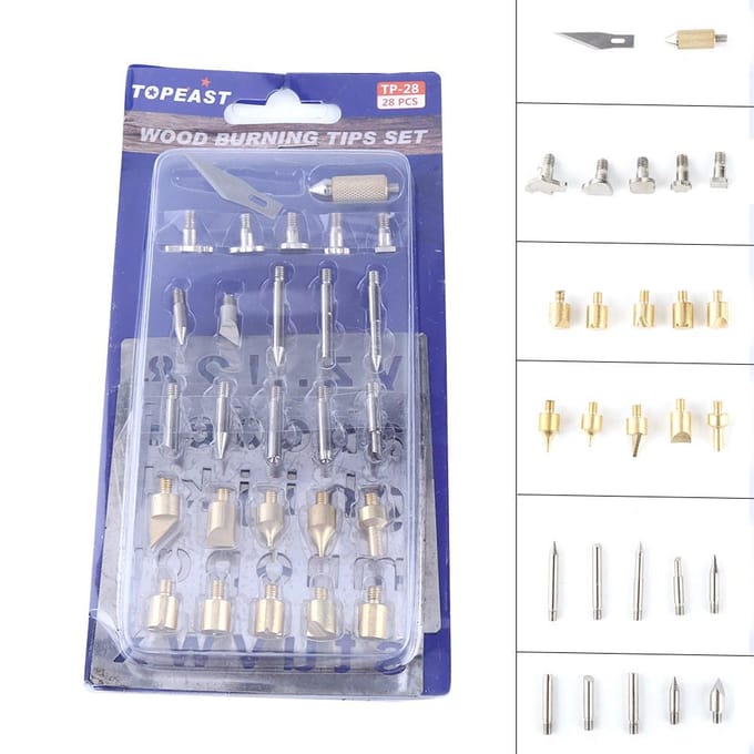 1 Set Pyrografie Houtbewerking en Soldeertips Alfabet Cijfers Symbolen Sjablonen
