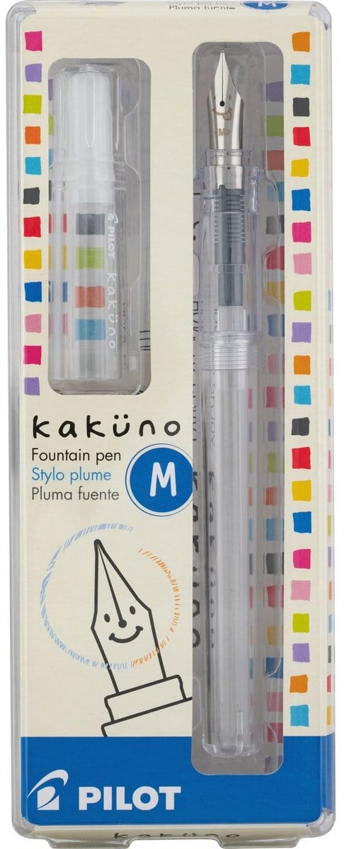 Pilot - Kakuno vulpen - doorzichtige houder - zwart inktpatroon kfpc-blkm