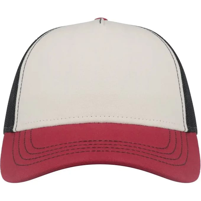 Atlantis Headwear Rapper Canvas Cap Recycled AT426 - White/Burgundy/Black - One size