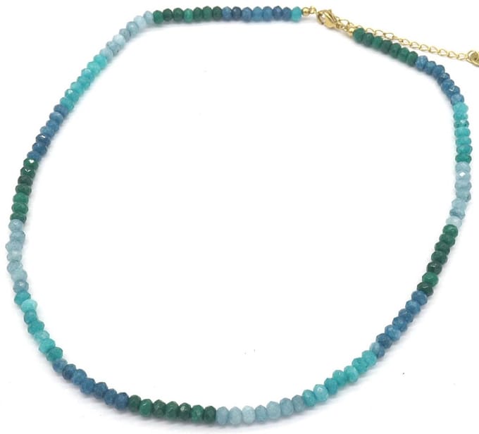 Ketting met Steentjes - RVS - Lengte 39-45 cm - Blauw