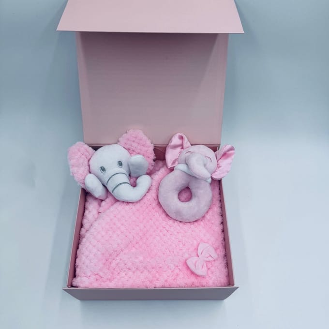 | RICH DAYS | Geschenkset | Dekentje | Olifant Knuffeldoekje | Olifant Rammelaar |
