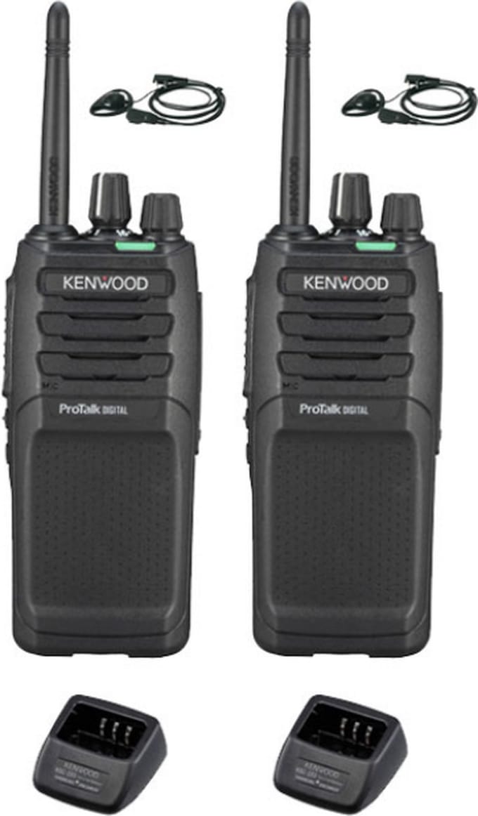 Set van 2 Kenwood TK-3701D met d-shape oortje en tafellader