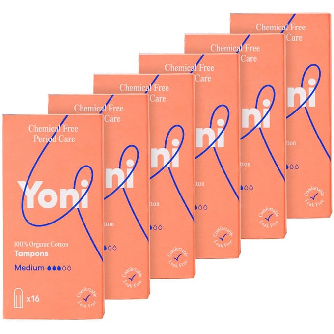 Yoni Tampons - Medium - Biologisch Katoen - 6x16 - 96 stuks
